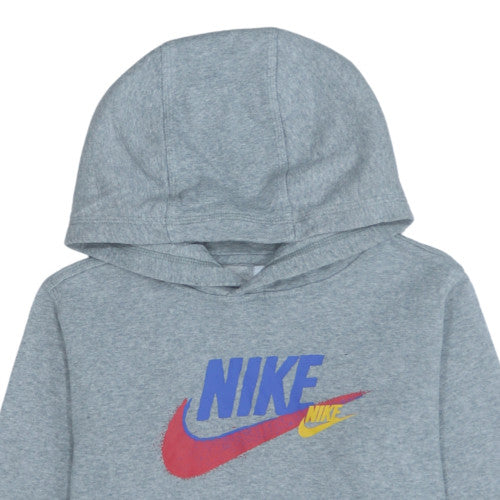 Additional view of Nike boys’ grey xl pullover hoodie with logo graphic print fleece