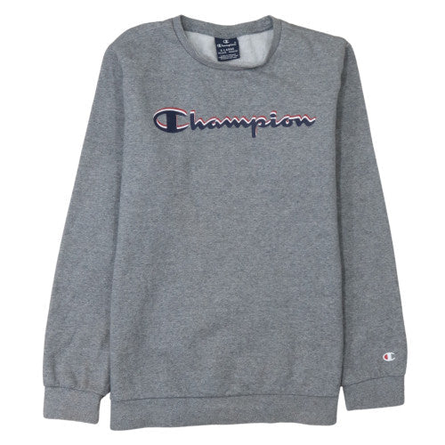 Additional front view of Champion boys’ grey pullover crew neck sweatshirt 13-14 years fleece logo