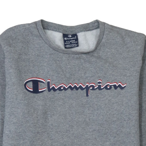 Additional view of Champion boys’ grey pullover crew neck sweatshirt 13-14 years fleece logo
