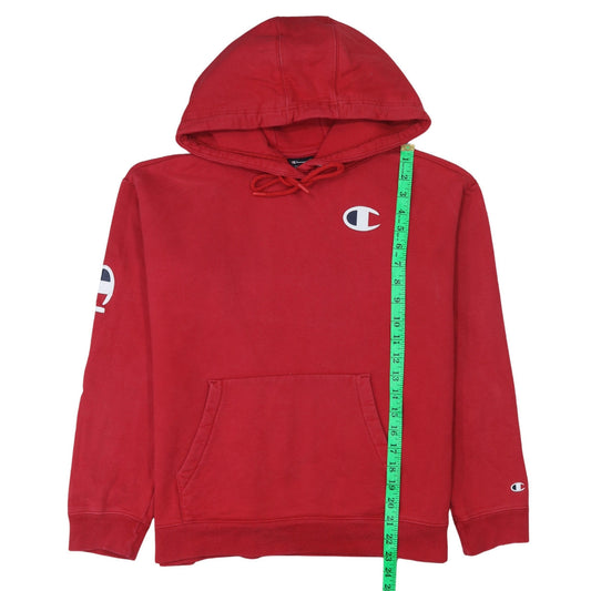 Champion Men's Red Pullover Hoodie Medium Logo Fleece Sweatshirt