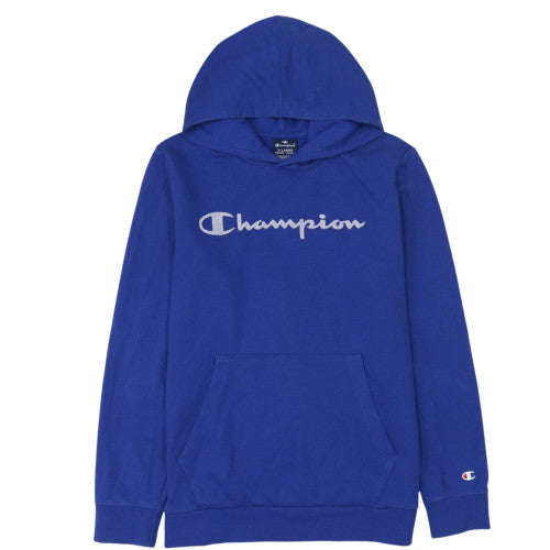 Additional front view of Champion boys’ blue pullover hoodie 13-14 years fleece logo sweatshirt