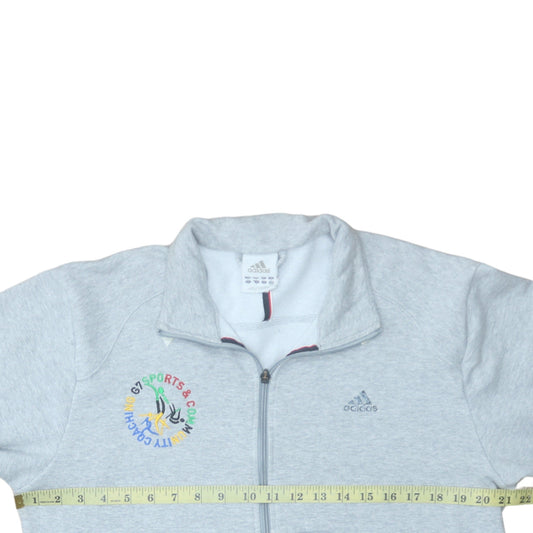 Adidas Men's Grey Full Zip Sweatshirt M Sports Embroidered Logo