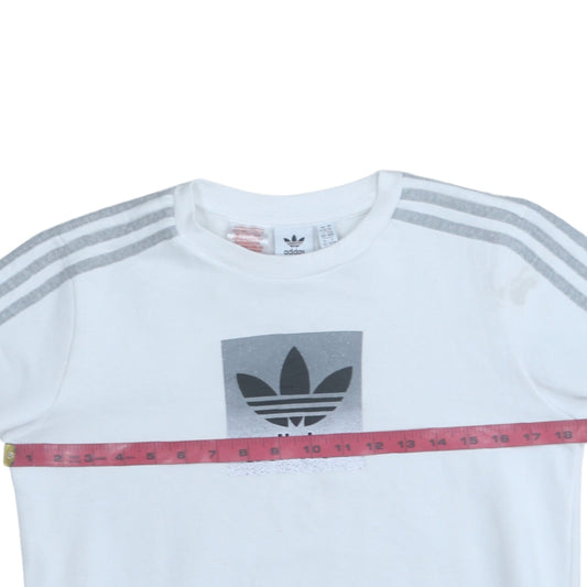 Adidas Boys White Long Sleeve Pullover Sweatshirt Size 11-12 Years