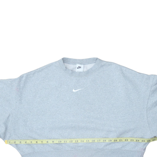 Nike Women Grey Small Crew Neck Pullover Sweatshirt Cotton Blend