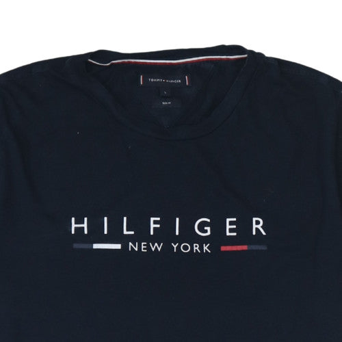 Tommy Hilfiger Men's Navy Blue Slim Fit Cotton T-Shirt L