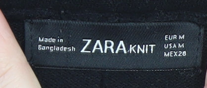 ZARA Knit Womens Black Size 12 Open Front Long Sleeve Cardigan