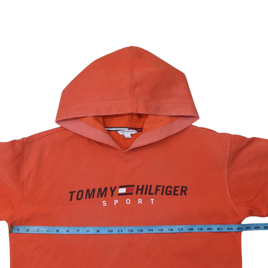 Tommy Hilfiger Sport Womens Orange Pullover Hoodie L Cotton Blend