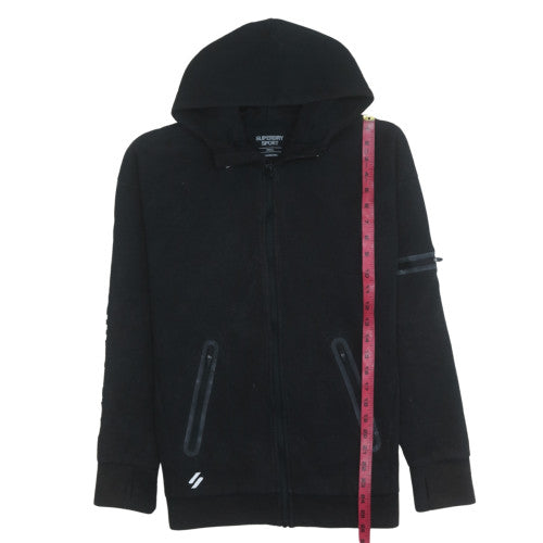 Superdry Sport Mens Black Full Zip Hoodie Size S Fleece Sweatshirt