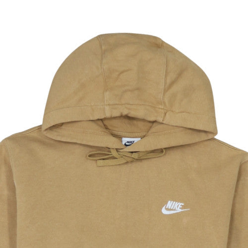 Nike Men Beige Pullover Hoodie Small Fleece Logo Sweatshirt