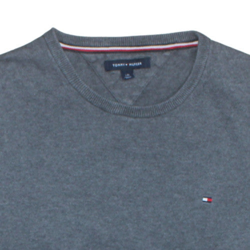 Tommy Hilfiger Men’s Grey Cotton Crew Neck Pullover Jumper L