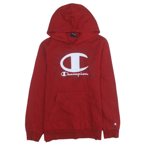 Additional front view of Champion boys’ red pullover hoodie 13-14 years logo graphic fleece