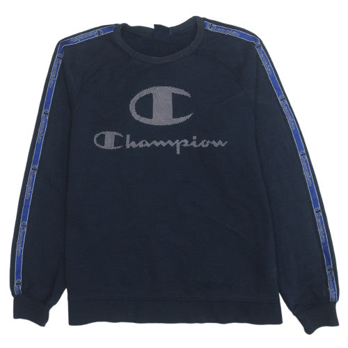 Additional front view of Champion boys’ blue logo pullover sweatshirt 15-16 years fleece crew neck