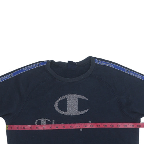 Champion Boys Blue Logo Pullover Sweatshirt 15-16 Years Fleece Crew Neck