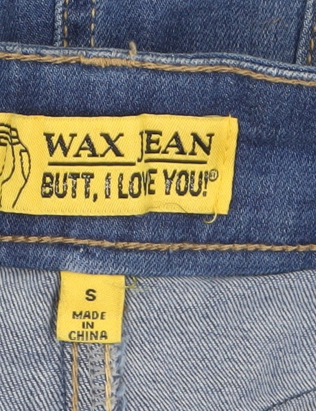 Wax Jean Women Blue Denim Distressed Folded Hem Shorts Size S Cotton Blend