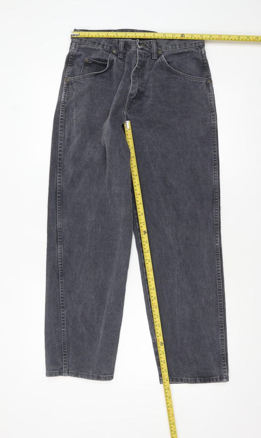 Wrangler Men's Black Acid Wash Straight Jeans 30x30 Cotton Denim