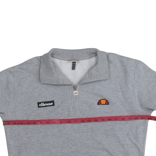 Ellesse Mens Grey 1/4 Zip Fleece Sweatshirt Size M Sports Logo Top