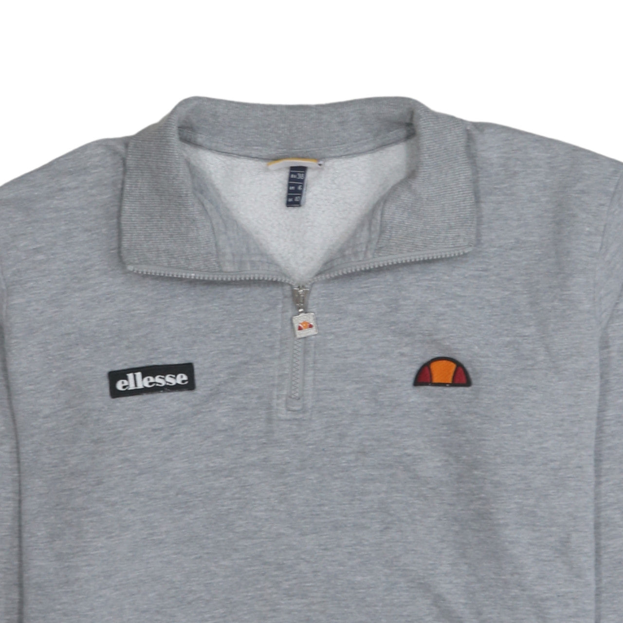 Additional view of Ellesse men’s grey 1/4 zip fleece sweatshirt, size M, sports logo top