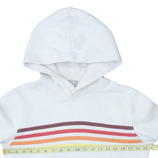 GAP Teens White Pullover Hoodie XS Retro Striped Fleece Sweatshirt