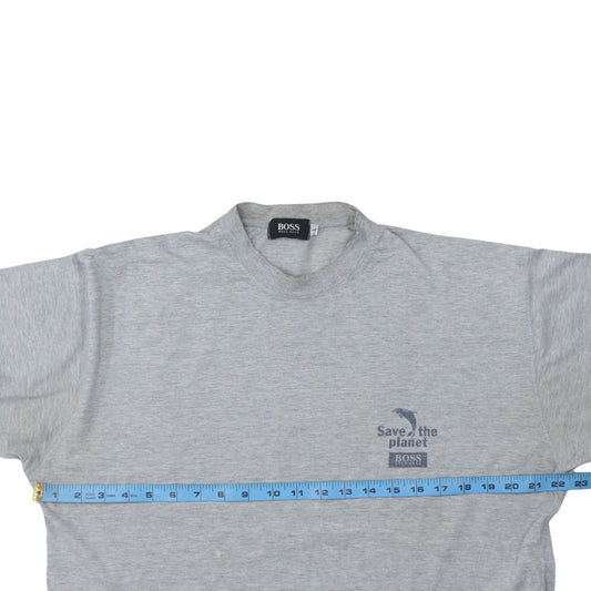 Hugo Boss Men's Grey Save the Planet Short Sleeve T-Shirt Size L