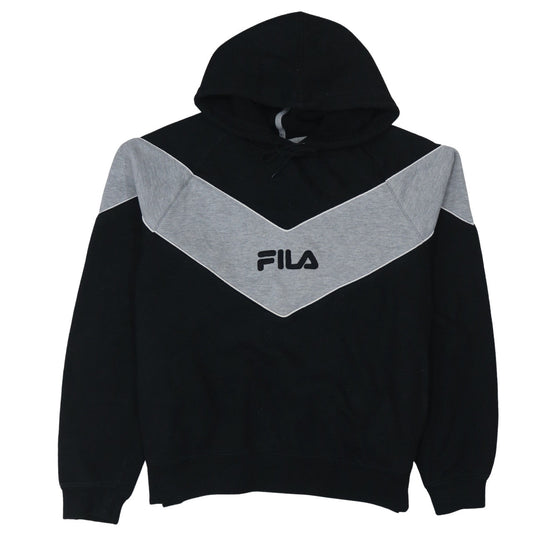 Fila Men's Black & Grey Pullover Hoodie Medium Logo Sweatshirt