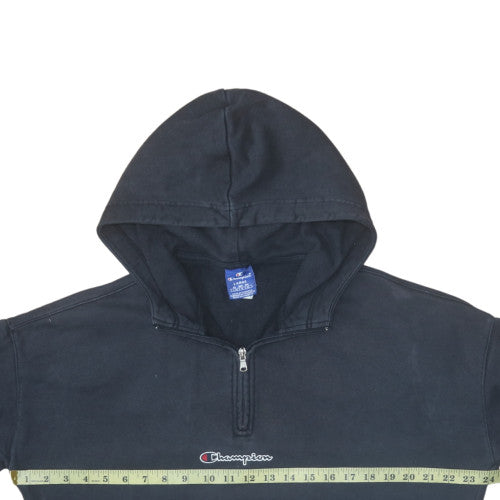 Champion Men's Black Large 1/2 Zip Hoodie Sweatshirt Fleece