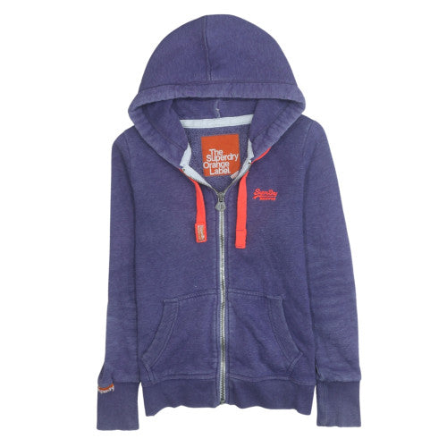 Superdry Orange Label Womens Blue Full Zip Hoodie Size M