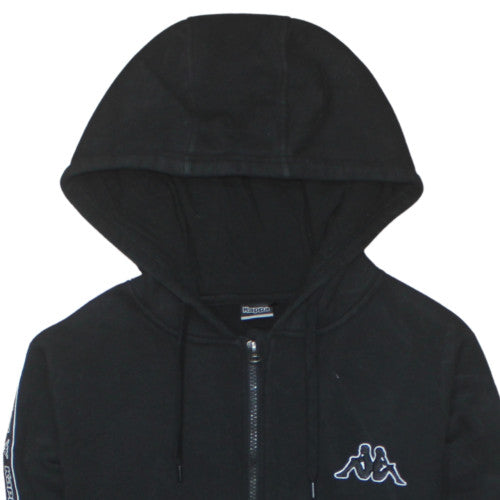 Kappa Womens Black Size 10 Full Zip Hoodie with Logo Trim