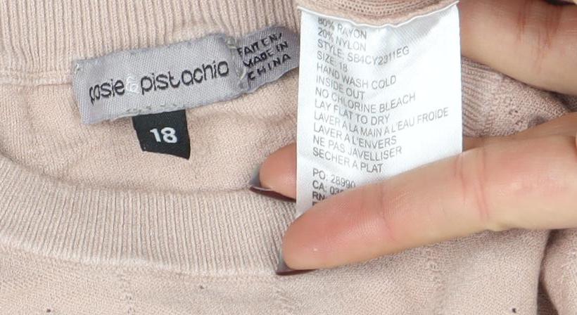 Rosie for Autograph Womens Beige Embroidered Puff Sleeve Jumper Size 18