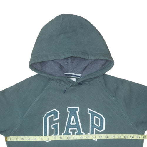 GAP Mens Green Pullover Hoodie M Fleece Lined Logo Sweatshirt