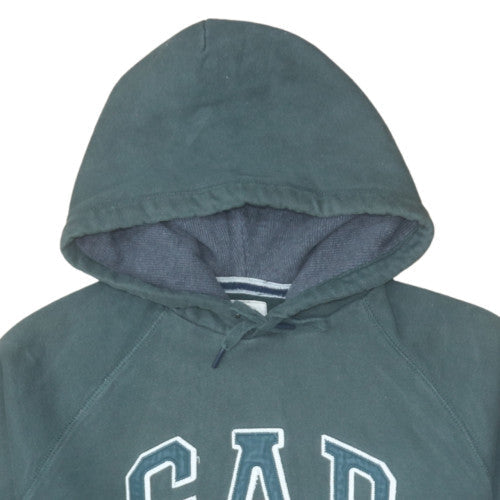 GAP Mens Green Pullover Hoodie M Fleece Lined Logo Sweatshirt