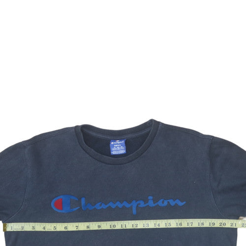 Champion Mens Navy Blue Crew Neck Cotton Sweatshirt Small Classic Logo