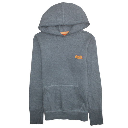 Superdry Men's Grey Pullover Hoodie Size M Classic Logo Sweatshirt