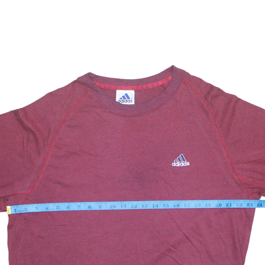 Adidas Men's Red Crew Neck Short Sleeve Cotton Blend T-Shirt Size L