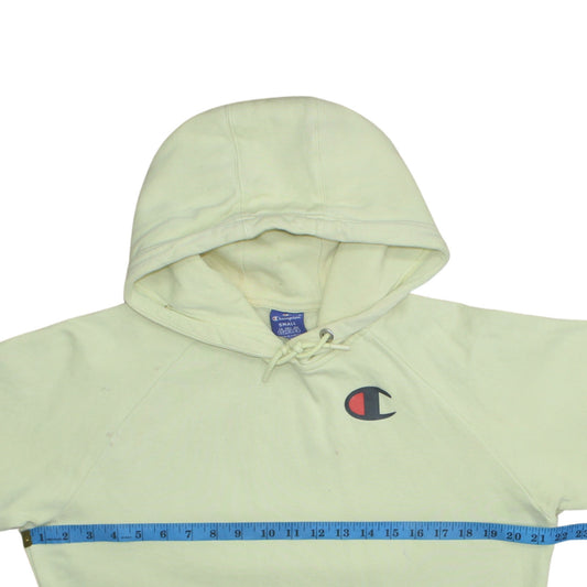Champion Women's Yellow Pullover Hoodie Small Cotton Logo Jumper