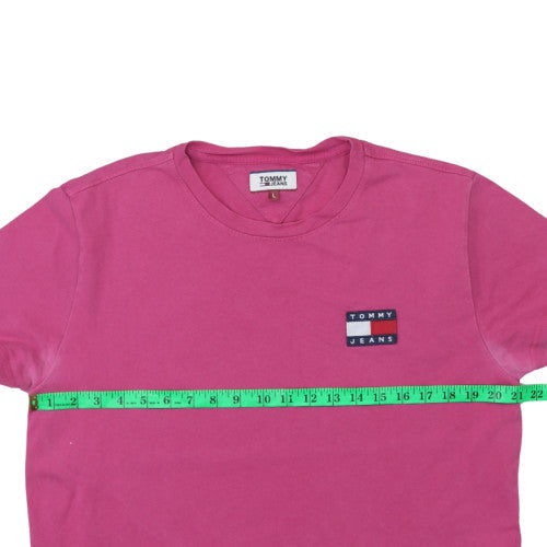 Tommy Jeans Womens Pink Cotton Short Sleeve Crew Neck T-Shirt L
