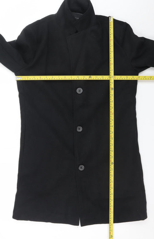Fashion Men's Black XL Mid-Length Polyester Overcoat