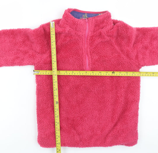 Joules Girls Pink Fleece 1/2 Zip Pullover Sweatshirt Age 7-8 Years