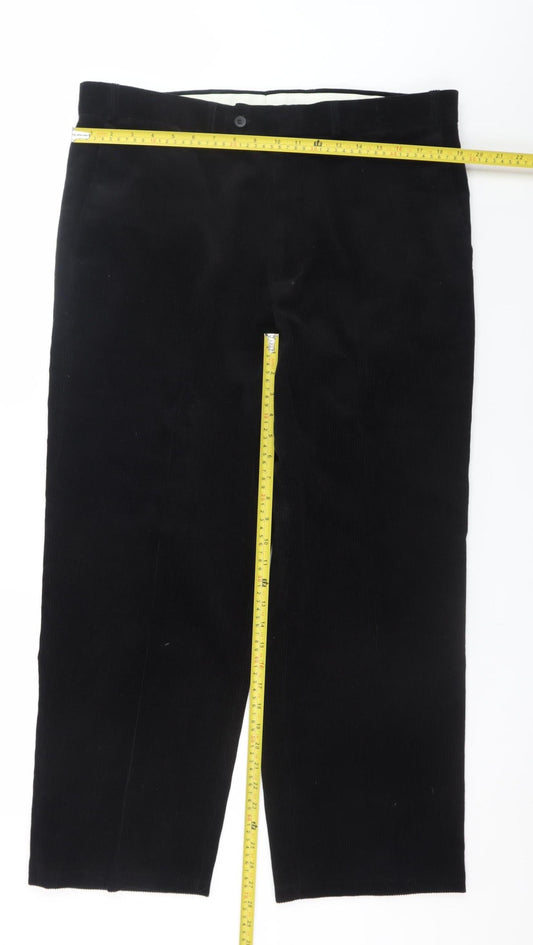 EWM Men's Black Corduroy Trousers Size 38W 31L Regular Fit
