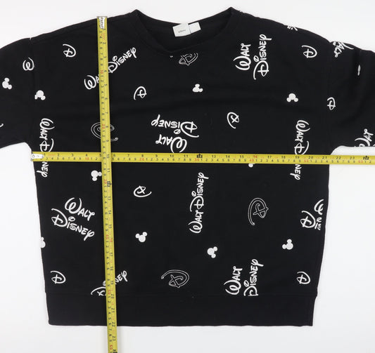 Disney Womens Black Sweatshirt Small 10/12 Crew Neck Long Sleeve Pullover