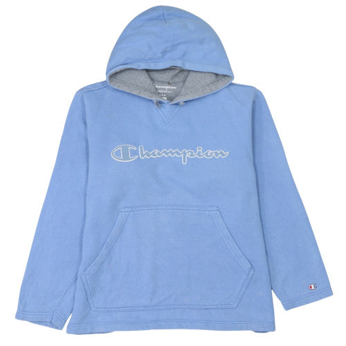 Additional front view of Champion girls’ blue pullover hoodie 13-14 years logo cotton hoodie
