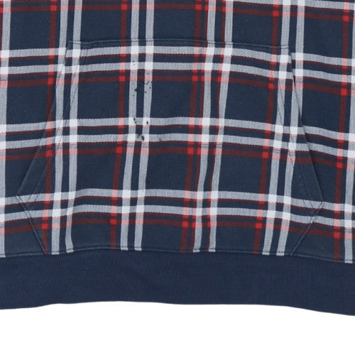 Tommy Jeans Men's Blue Check Pattern Pullover Hoodie Size M