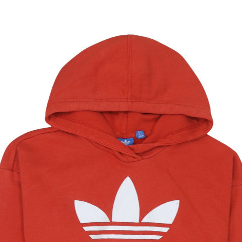 Adidas Womens Red Trefoil Pullover Hoodie Size 14 Cotton Blend