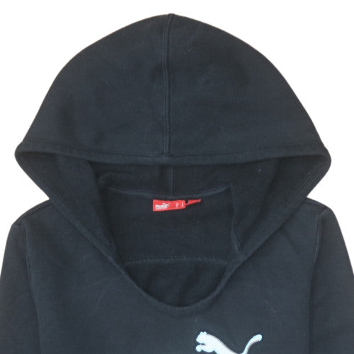Puma Women's Black Pullover Hoodie Size 10 Cotton Blend Logo Sweatshirt