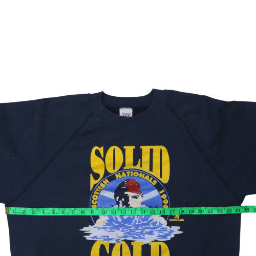 Jerzees Men's Navy Solid Gold 1996 Graphic Sweatshirt Size L