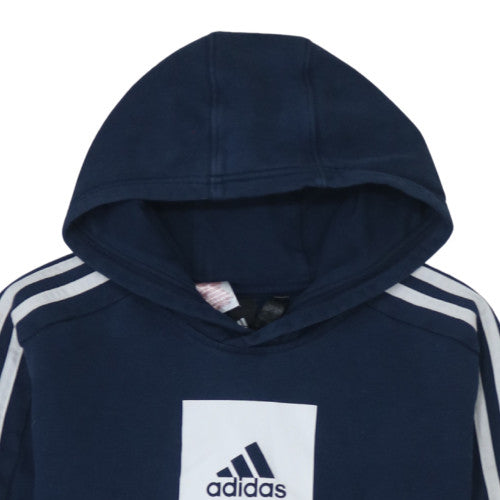 Adidas Boys Blue Pullover Hoodie 13-14 Years Regular Fit Fleece Sweatshirt