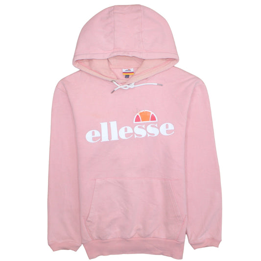 Ellesse Womens Pink Hoodie UK 12 Cotton Blend Long Sleeve Pullover