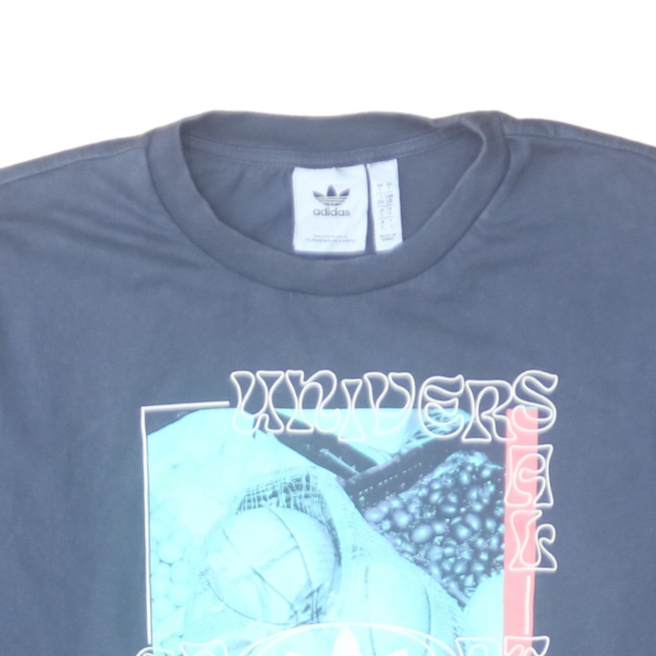 Adidas Men's Blue Long Sleeve Graphic Cotton Top Size L