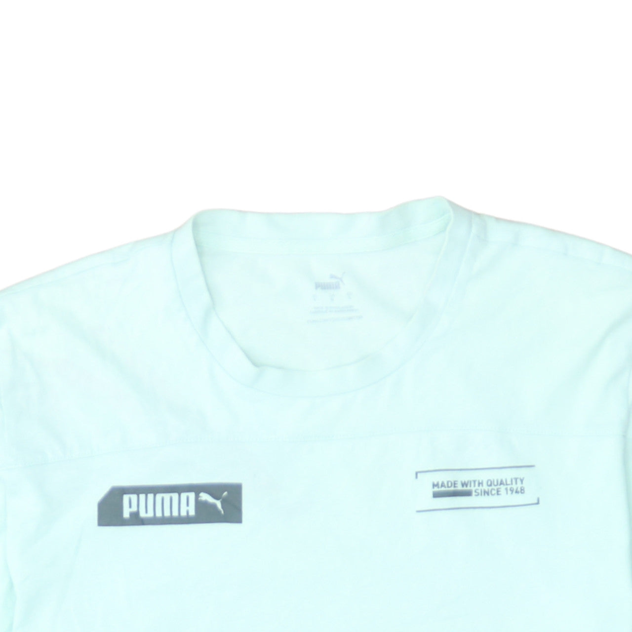 Puma Men's Light Green Crew Neck Short Sleeve Cotton T-Shirt Size L