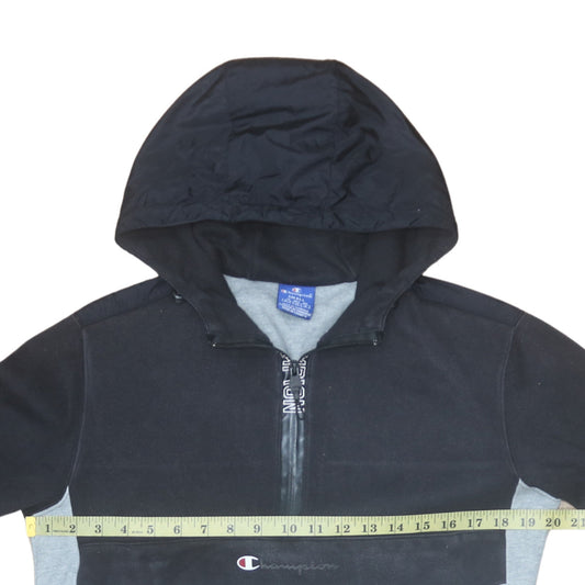 Champion Men's Black & Grey 1/2 Zip Hoodie Small Pullover Style