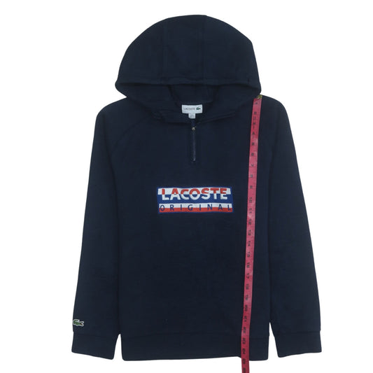 Lacoste Men's Blue 1/4 Zip Hooded Sweatshirt M Pullover Fleece
